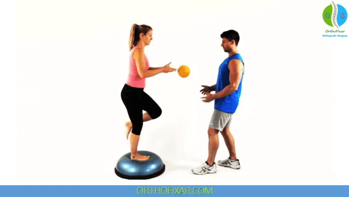 Ball-catching exercises while maintaining single-leg stance