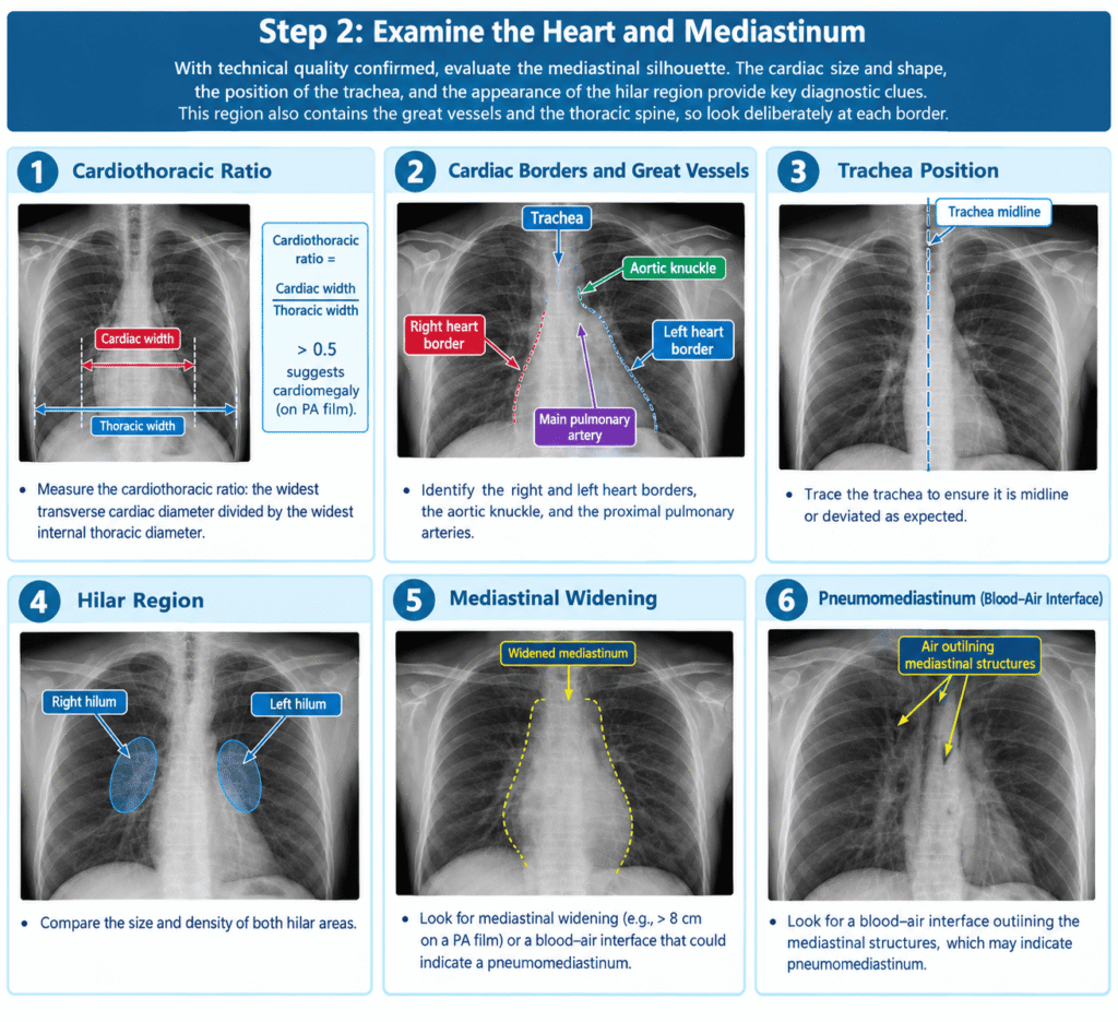 Chest X-Ray Interpretation: A Systematic Student Approach 7 Chest X-Ray Interpretation - Step 2 Examine the Heart and Mediastinum