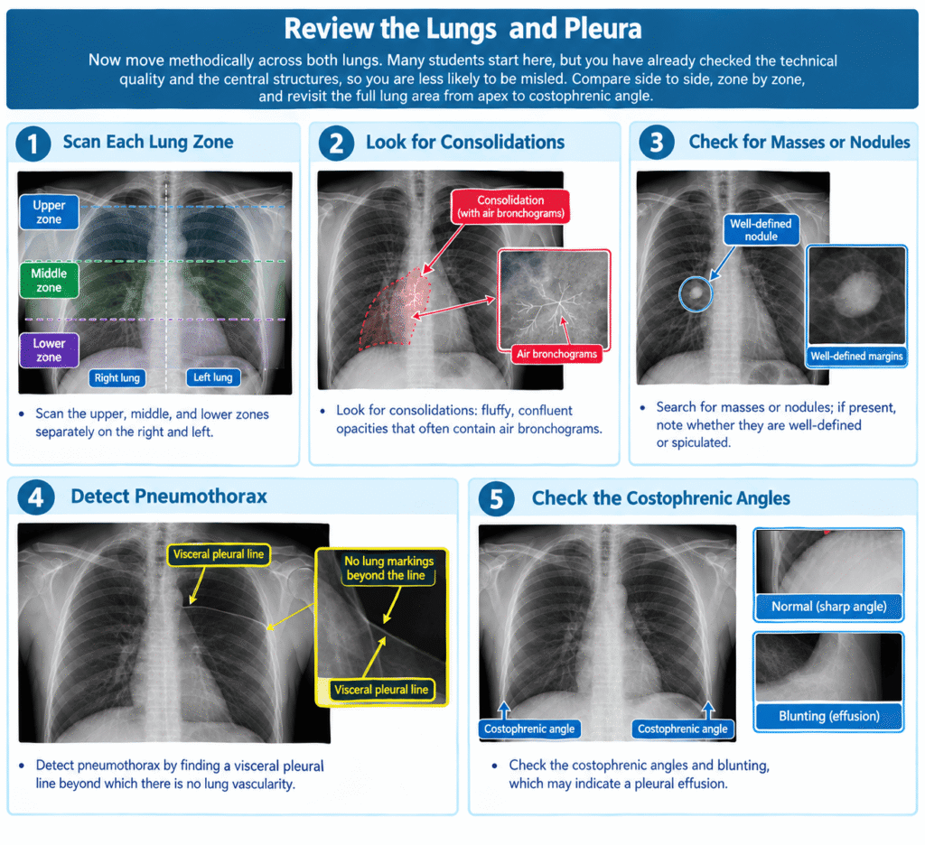 Chest X-Ray Interpretation: A Systematic Student Approach 8 Chest X-Ray Interpretation - Step 3 Review the Lungs and Pleura