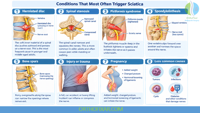 Sciatica: Causes, Symptoms, Exercises & Treatment Options 6 Common Causes of Sciatica