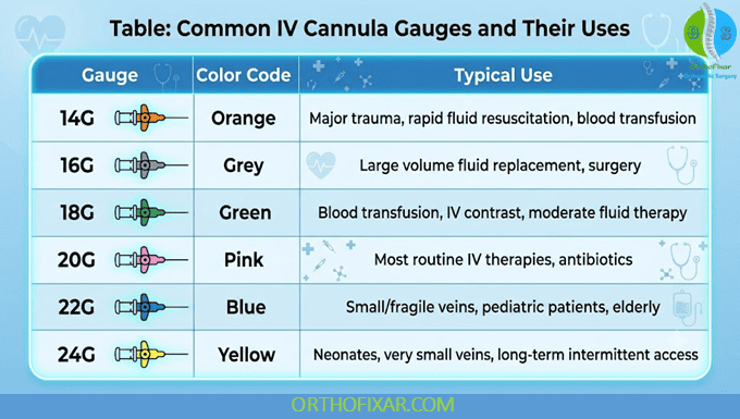 IV Cannulation: Preparation, Technique and Common Complications 7 Common IV Cannula Gauges and Their Uses
