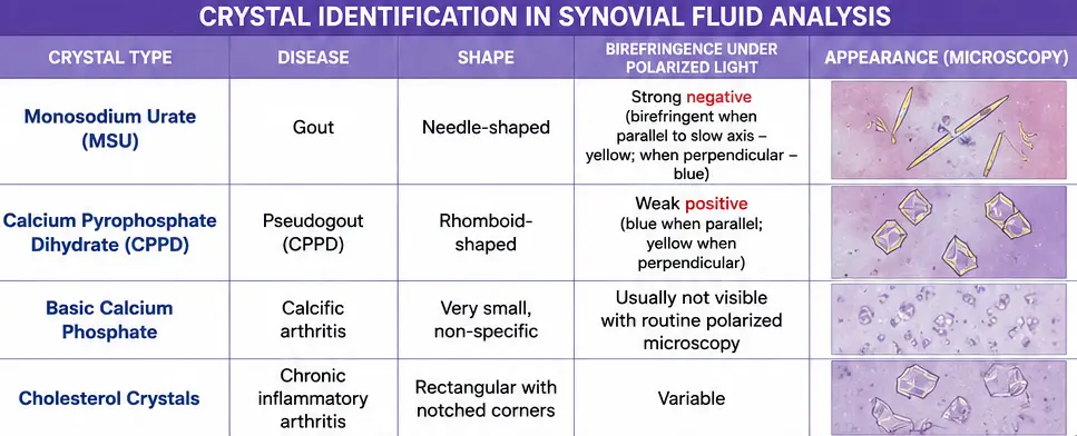 Synovial Fluid: Composition, Function & Synovial Fluid Analysis 6 Crystal Identification in Synovial Fluid Analysis
