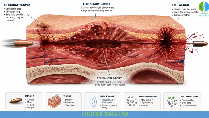 Gunshot Wound effects on tissue
