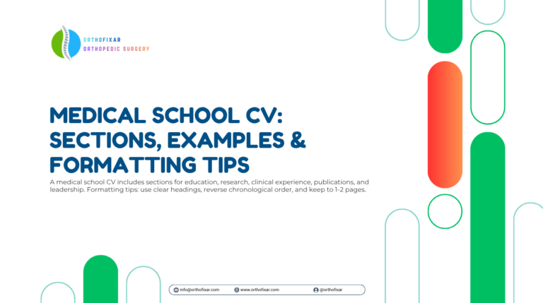 Medical School CV Sections Examples Formatting Tips
