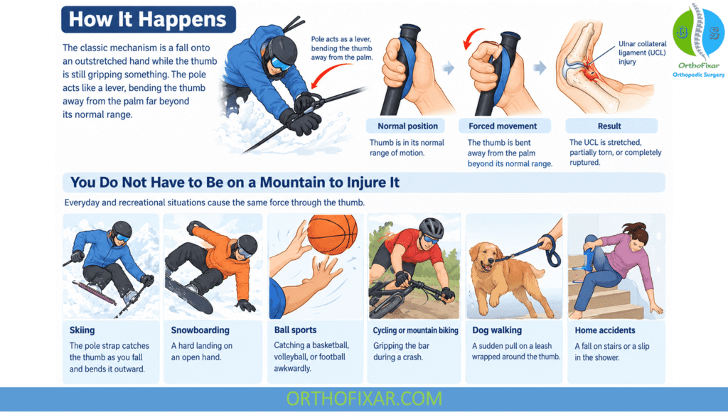 Skier's Thumb: UCL Injury Symptoms, Treatment & Recovery 5 Skier Thumb mechanism of injury
