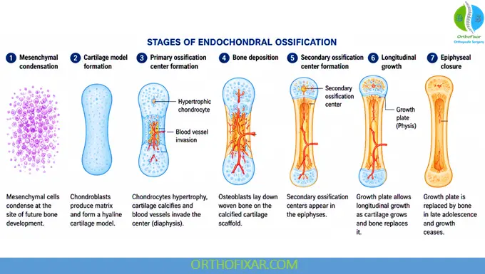 Endochondral Ossification Stages, Growth Plate Zones & Clinical Importance 7 Stages of Endochondral Ossification