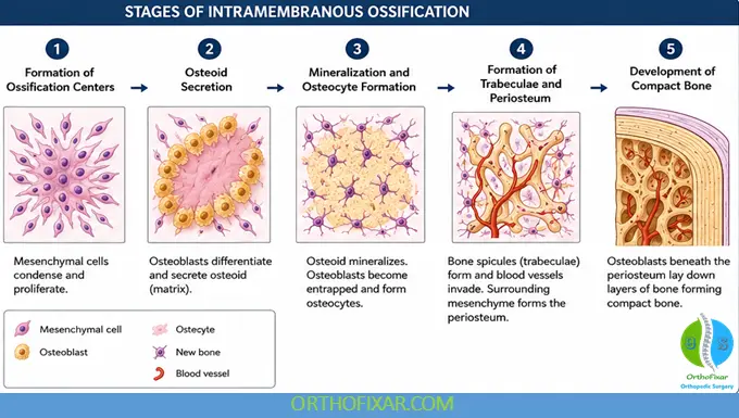 Intramembranous Ossification: Process, Stages & Functions 6 Stages of Intramembranous Ossification